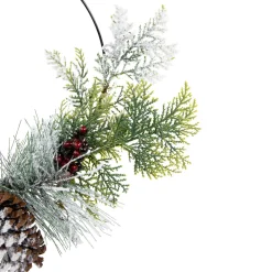 Clearance Frosted Mixed Foliage with Berries and Pinecone Artificial Christmas Wreath, 16-Inch, Unlit Unlit