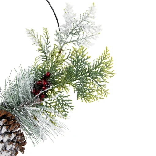 Clearance Frosted Mixed Foliage with Berries and Pinecone Artificial Christmas Wreath, 16-Inch, Unlit Unlit