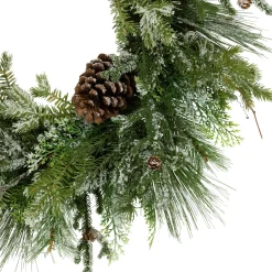 Outlet Frosted Mixed Pine and Cedar Artificial Christmas Wreath - 28