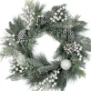 Best Frosted Mixed Pine and Pine Cone Artificial Christmas Wreath, 24-inch, Unlit Unlit