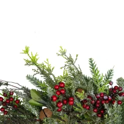 Hot Frosted Pine and Berry Artificial Christmas Wreath, 25-Inch, Unlit Pre Decorated