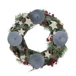 Sale Frosted Pine Cones, Berries and Stars Votive Christmas Candle Holder - 12" Centerpieces & Arrangements
