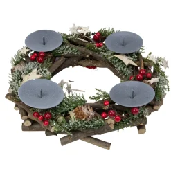 Sale Frosted Pine Cones, Berries and Stars Votive Christmas Candle Holder - 12" Centerpieces & Arrangements