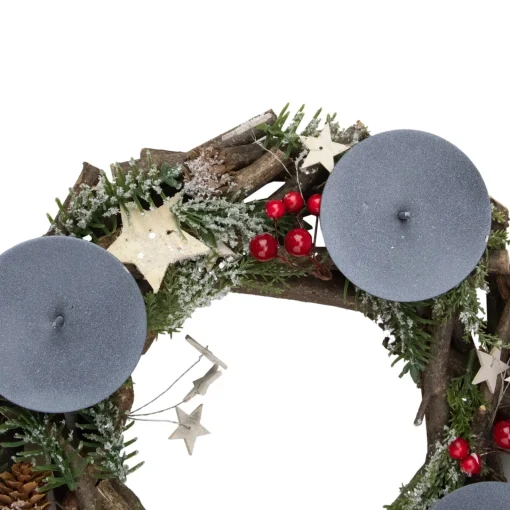 Sale Frosted Pine Cones, Berries and Stars Votive Christmas Candle Holder - 12" Centerpieces & Arrangements