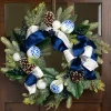Sale Frosted Pine with Blueberries, Bows and Ornaments Christmas Wreath - 24" - Unlit Unlit