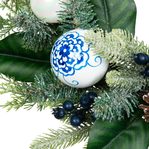 Sale Frosted Pine with Blueberries, Bows and Ornaments Christmas Wreath - 24" - Unlit Unlit
