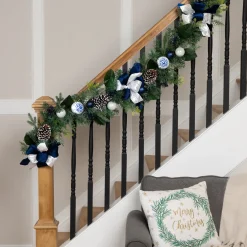 Discount Frosted Pine with Blueberries, Bows and Ornaments Christmas Garland - 6' x 8" - Unlit Unlit