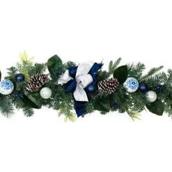 Discount Frosted Pine with Blueberries, Bows and Ornaments Christmas Garland - 6' x 8