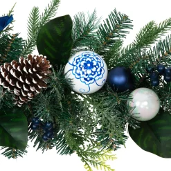 Discount Frosted Pine with Blueberries, Bows and Ornaments Christmas Garland - 6' x 8