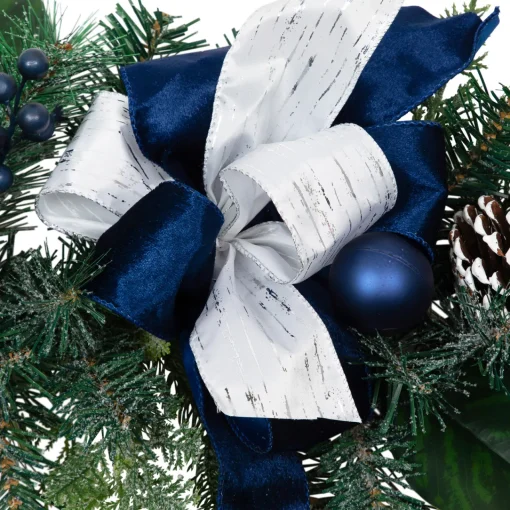 Discount Frosted Pine with Blueberries, Bows and Ornaments Christmas Garland - 6' x 8" - Unlit Unlit