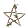 Sale Frosted Pinecone Natural Wood Branch Christmas Star Wall Decoration - 13.75" Door