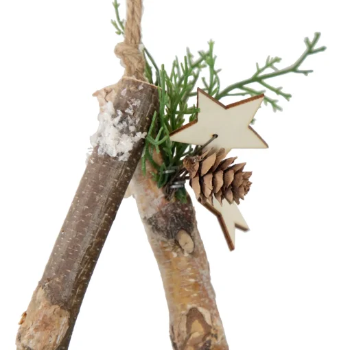 Sale Frosted Pinecone Natural Wood Branch Christmas Star Wall Decoration - 13.75" Door