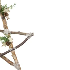 Sale Frosted Pinecone Natural Wood Branch Christmas Star Wall Decoration - 13.75