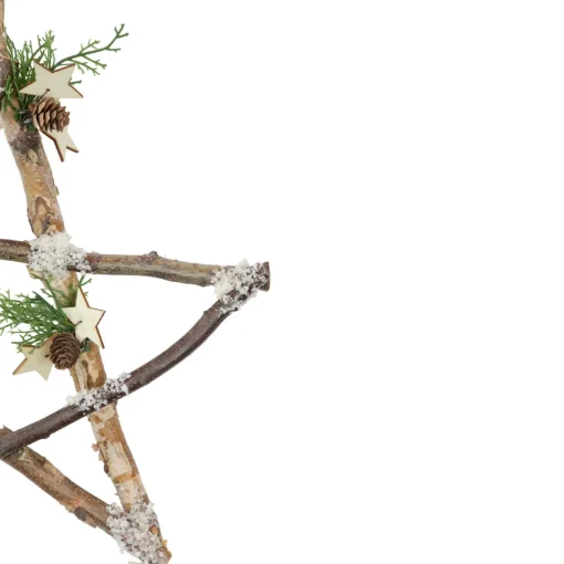 Sale Frosted Pinecone Natural Wood Branch Christmas Star Wall Decoration - 13.75" Door