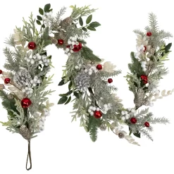 Discount Frosted Pinecones and Berries Artificial Christmas Garland - 6' x 8" - Unlit Unlit