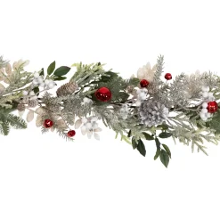 Discount Frosted Pinecones and Berries Artificial Christmas Garland - 6' x 8