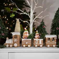 Online Frosted Snowflake Gingerbread Train Christmas Decoration - 5.5" - 4-Piece Trains