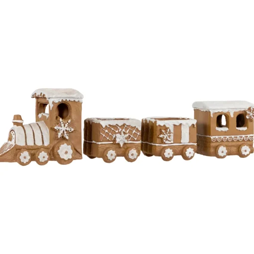 Online Frosted Snowflake Gingerbread Train Christmas Decoration - 5.5" - 4-Piece Trains