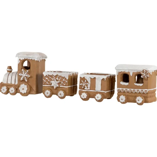Online Frosted Snowflake Gingerbread Train Christmas Decoration - 5.5" - 4-Piece Trains