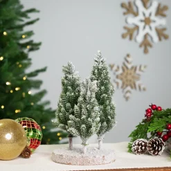 Online Frosted Trio of Pine Trees Christmas Decoration - 8" - Unlit Trees