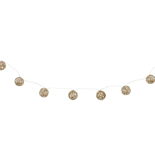 6.75ft LED Lighted B/O Gold Wire Ball Christmas Lights - Warm White Lights Novelty