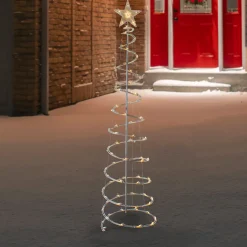 Outlet 6ft LED Lighted Spiral Cone Tree Outdoor Christmas Decoration, Warm White Lights Trees