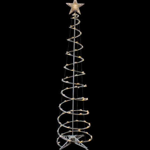 Outlet 6ft LED Lighted Spiral Cone Tree Outdoor Christmas Decoration, Warm White Lights Trees