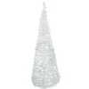 Best 6ft Lighted White Tinsel Pop-Up Artificial Christmas Tree, Blue Lights Pop Up