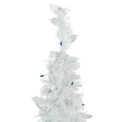 Best 6ft Lighted White Tinsel Pop-Up Artificial Christmas Tree, Blue Lights Pop Up