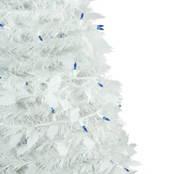 Best 6ft Lighted White Tinsel Pop-Up Artificial Christmas Tree, Blue Lights Pop Up