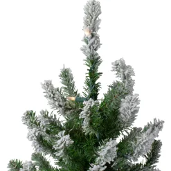 Hot 4ft Pre-Lit Flocked Alpine Artificial Christmas Tree, Clear Lights Alpine