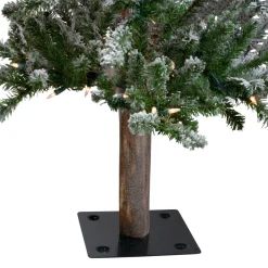 Hot 4ft Pre-Lit Flocked Alpine Artificial Christmas Tree, Clear Lights Alpine