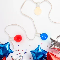 G40 Globe Christmas Light Set - Red, White and Blue - 9' White Wire - 10ct Globes