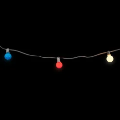 G40 Globe Christmas Light Set - Red, White and Blue - 9' White Wire - 10ct Globes
