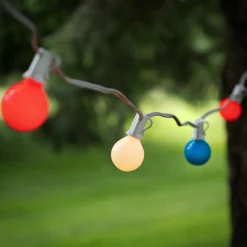 G40 Globe Christmas Light Set - Red, White and Blue - 9' White Wire - 10ct Globes