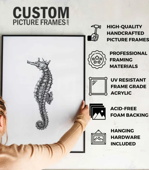 Best Giant Merry Christmas 6.5" x 49.5" Framed Christmas Wall Decor Art Print Sign Poster in a Black Wooden Frame with UV Acrylic and Hangers Wall