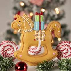Clearance Gingerbread Rocking Horse with Presents Christmas Figurine - 7.25