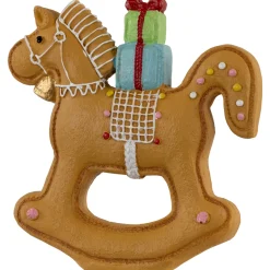 Clearance Gingerbread Rocking Horse with Presents Christmas Figurine - 7.25