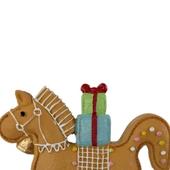 Clearance Gingerbread Rocking Horse with Presents Christmas Figurine - 7.25