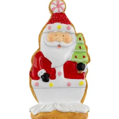 Clearance Gingerbread Santa with Tree Christmas Figurine - 7" Santa Claus