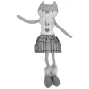 Girl Fox Sitting Christmas Figure with Dangling Legs - 22" - Gray and White Animals