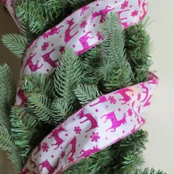 Sale Glistening Purple Reindeer and Star Christmas Wired Craft Ribbon 2.5