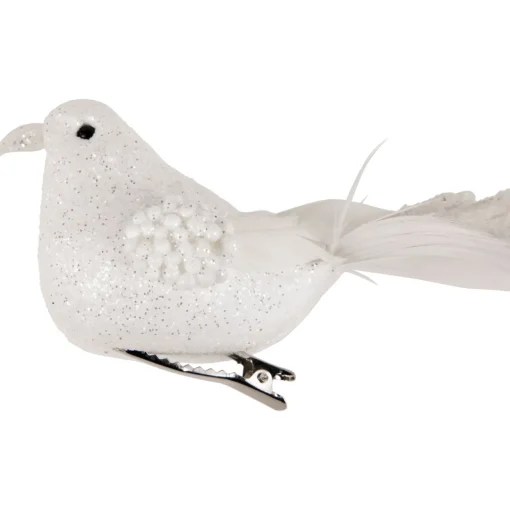 New Glittered Bird Christmas Clip-on Ornaments - 6.5" - Pink and Champagne - Set of 3 Animals