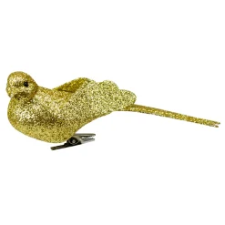Clearance Glittered Bird Clip-On Christmas Ornament - 6" - Gold-tone Animals