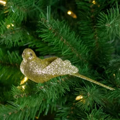 Clearance Glittered Bird Clip-On Christmas Ornament - 6" - Gold-tone Animals