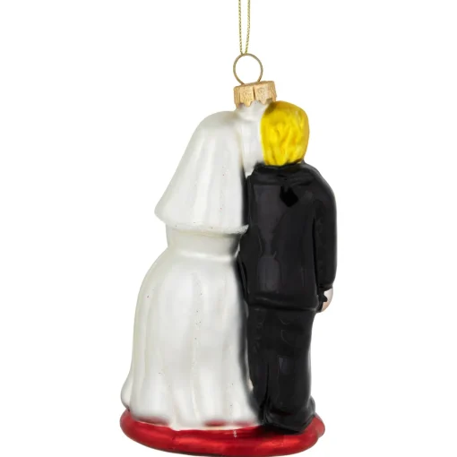 Best Glittered Bride and Groom Glass Christmas Ornament - 3.75" Wedding & Anniversary