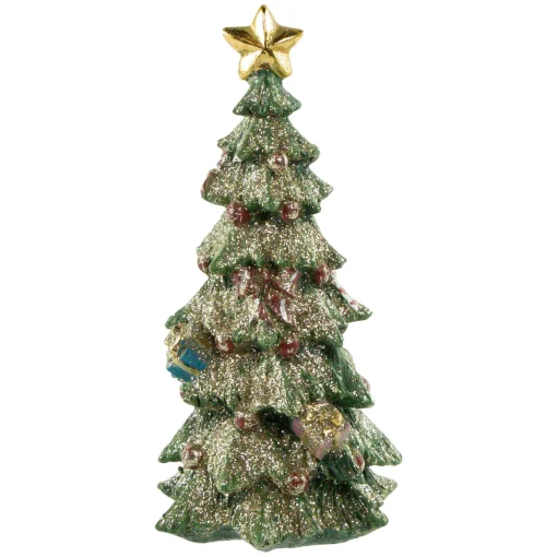 Online Glittered Christmas Tree with Presents, Berries and Bows Decoration - 6.75" Trees