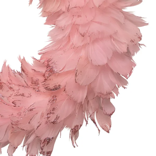 Sale Glittered Feathers Christmas Wreath - 14.5" - Unlit - Pink Unlit