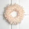 Online Glittered Feathers Christmas Wreath - 14.5" - Unlit - Peach Pre Decorated