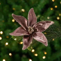 Glittered Flower Christmas Clip-on Ornament - 6" Garden & Floral